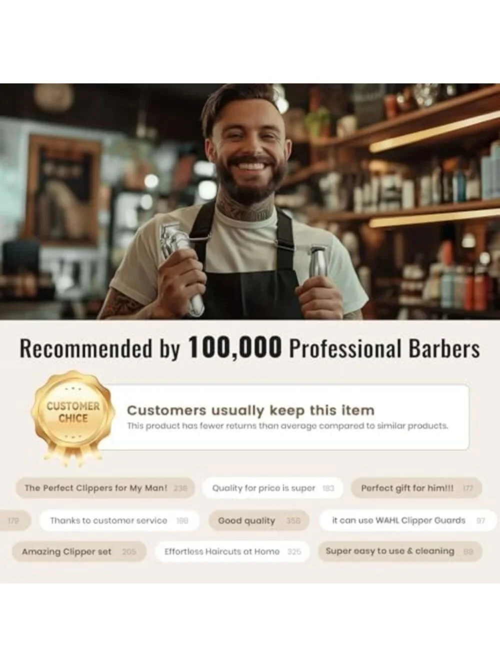 Cordless Hair Clippers & Trimmers Set for Men, Professional Barber Grooming Kit